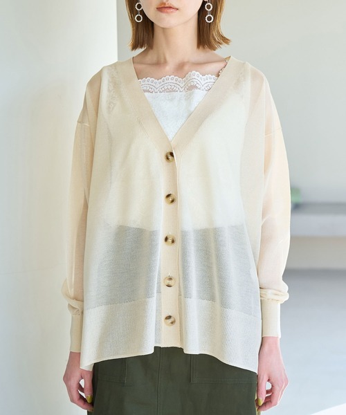 ROPE' PICNIC(ロペピクニック)の「【WEB限定カラー:ブルー】Vネックシアーカーディガン(カーディガン/ボレロ・レディース・ブラック/ベージュ/ターコイズブルー/オレンジ/ブルー/ブルー系その他5・38)」の11枚目の写真