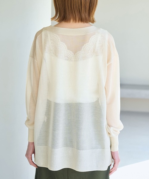 ROPE' PICNIC(ロペピクニック)の「【WEB限定カラー:ブルー】Vネックシアーカーディガン(カーディガン/ボレロ・レディース・ブラック/ベージュ/ターコイズブルー/オレンジ/ブルー/ブルー系その他5・38)」の7枚目の写真