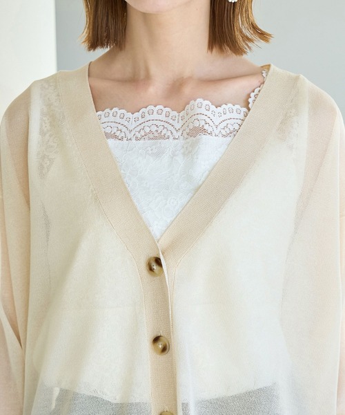 ROPE' PICNIC(ロペピクニック)の「【WEB限定カラー:ブルー】Vネックシアーカーディガン(カーディガン/ボレロ・レディース・ブラック/ベージュ/ターコイズブルー/オレンジ/ブルー/ブルー系その他5・38)」の9枚目の写真