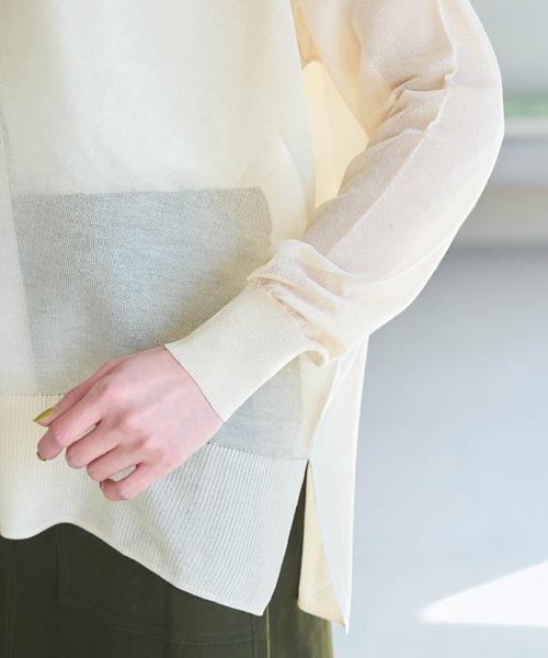 ROPE' PICNIC(ロペピクニック)の「【WEB限定カラー:ブルー】Vネックシアーカーディガン(カーディガン/ボレロ・レディース・ブラック/ベージュ/ターコイズブルー/オレンジ/ブルー/ブルー系その他5・38)」の16枚目の写真