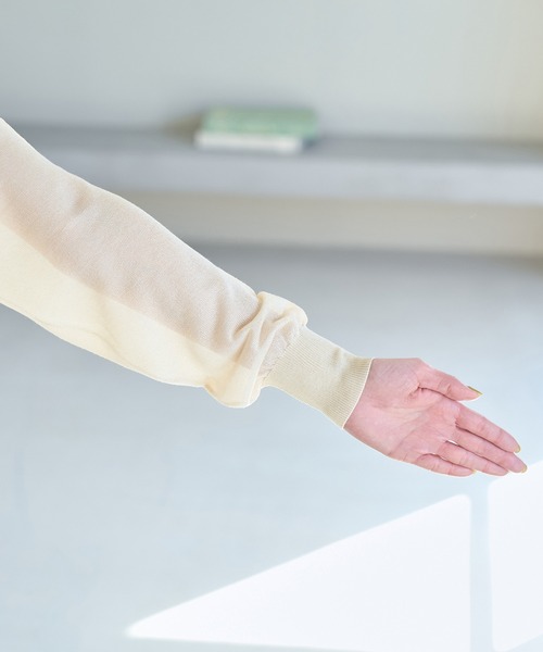 ROPE' PICNIC(ロペピクニック)の「【WEB限定カラー:ブルー】Vネックシアーカーディガン(カーディガン/ボレロ・レディース・ブラック/ベージュ/ターコイズブルー/オレンジ/ブルー/ブルー系その他5・38)」の14枚目の写真