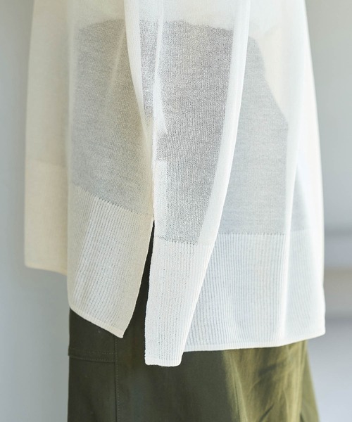 ROPE' PICNIC(ロペピクニック)の「【WEB限定カラー:ブルー】Vネックシアーカーディガン(カーディガン/ボレロ・レディース・ブラック/ベージュ/ターコイズブルー/オレンジ/ブルー/ブルー系その他5・38)」の18枚目の写真