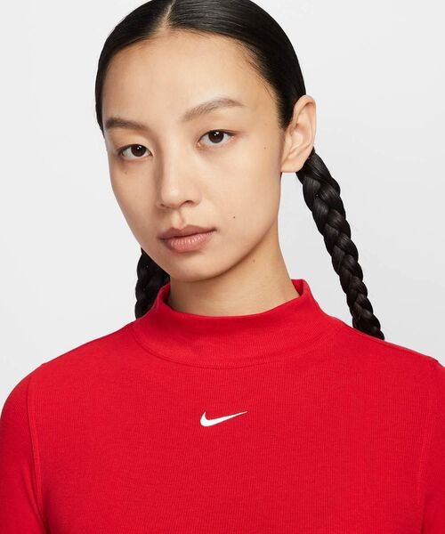 ナイキ スポーツウェア エッセンシャル ウィメンズ リブ モックネック ロングスリーブ トップ / Nike Sportswear Essential Women's Ribbed Mock-Neck Long-Sleeve Top＜XS-2XL 展開＞（Tシャツ/カットソー）｜NIKE（ナイキ）