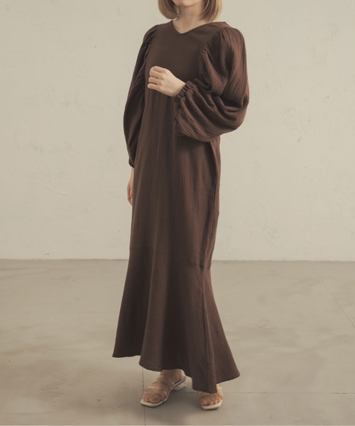 Ambre Ciel(アンブルシエル)の「2WAYガーゼボリュームマーメイドワンピース/【WEB/EC限定商品】(ワンピース・レディース・ダークブラウン/モカ/アイボリー/ブラック・FREE)」の20枚目の写真
