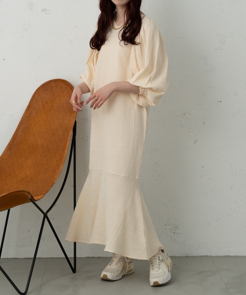 Ambre Ciel(アンブルシエル)の「2WAYガーゼボリュームマーメイドワンピース/【WEB/EC限定商品】(ワンピース・レディース・ダークブラウン/モカ/アイボリー/ブラック・FREE)」の9枚目の写真