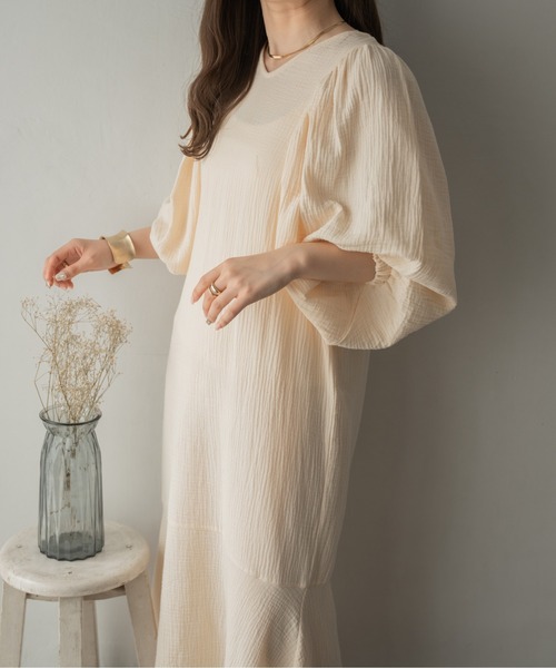 Ambre Ciel(アンブルシエル)の「2WAYガーゼボリュームマーメイドワンピース/【WEB/EC限定商品】(ワンピース・レディース・ダークブラウン/モカ/アイボリー/ブラック・FREE)」の6枚目の写真