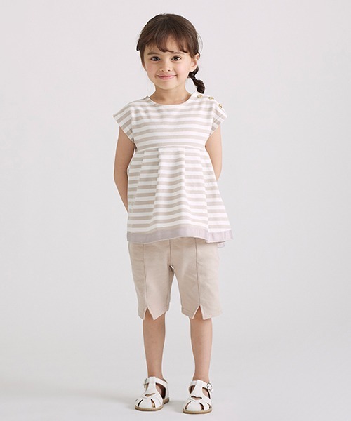 petit main（プティマイン）の「【リンク】ボーダーセットアップ(キッズ)（セットアップ・キッズ・ベージュ/ネイビー・120cm/110cm/90cm/130cm/100cm/80ｃｍ）」の7枚目の写真