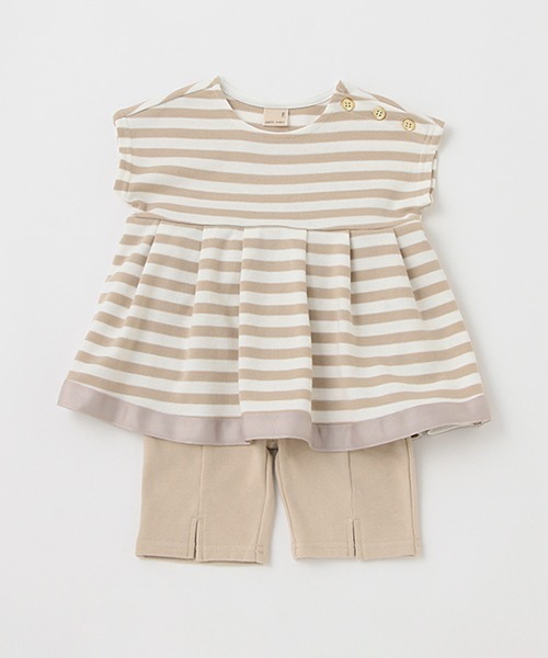 petit main（プティマイン）の「【リンク】ボーダーセットアップ(キッズ)（セットアップ・キッズ・ベージュ/ネイビー・120cm/110cm/90cm/130cm/100cm/80ｃｍ）」の8枚目の写真