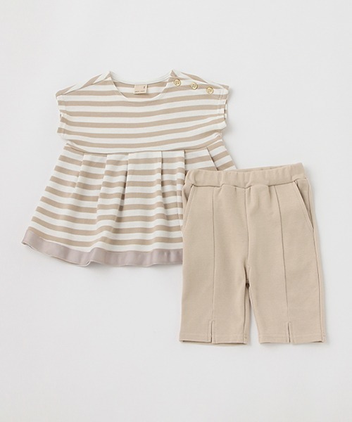 petit main（プティマイン）の「【リンク】ボーダーセットアップ(キッズ)（セットアップ・キッズ・ベージュ/ネイビー・120cm/110cm/90cm/130cm/100cm/80ｃｍ）」の10枚目の写真