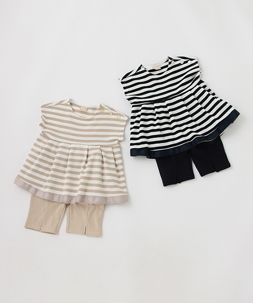 petit main（プティマイン）の「【リンク】ボーダーセットアップ(キッズ)（セットアップ・キッズ・ベージュ/ネイビー・120cm/110cm/90cm/130cm/100cm/80ｃｍ）」の18枚目の写真