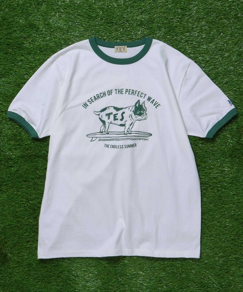 The Endless Summer(エンドレスサマー)の「TES OVAL LOGO RINGER T-SHIRT / Tシャツ(Tシャツ/カットソー・メンズ・グリーン/ネイビー/イエロー/ブラック・X-LARGE/LARGE/MEDIUM/SMALL)」の2枚目の写真