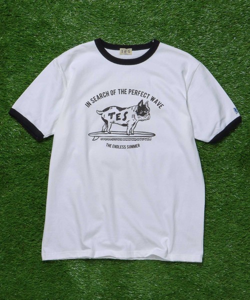 The Endless Summer(エンドレスサマー)の「TES OVAL LOGO RINGER T-SHIRT / Tシャツ(Tシャツ/カットソー・メンズ・グリーン/ネイビー/イエロー/ブラック・X-LARGE/LARGE/MEDIUM/SMALL)」の1枚目の写真
