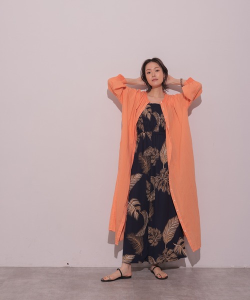 HERENCIA（ヘレンチア）の「ベアトップ ハイウエスト オールインワン風 ボタニカル パンツ（サロペット/オーバーオール・レディース・ネイビー系・FREE）」の15枚目の写真