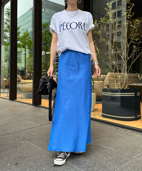 DouDou(ドゥドゥ)の「【WEB限定】PECORAフロッキーロゴTEE(Tシャツ/カットソー・レディース・オフホワイト/ネイビー/チャコールグレー・FREE)」の4枚目の写真