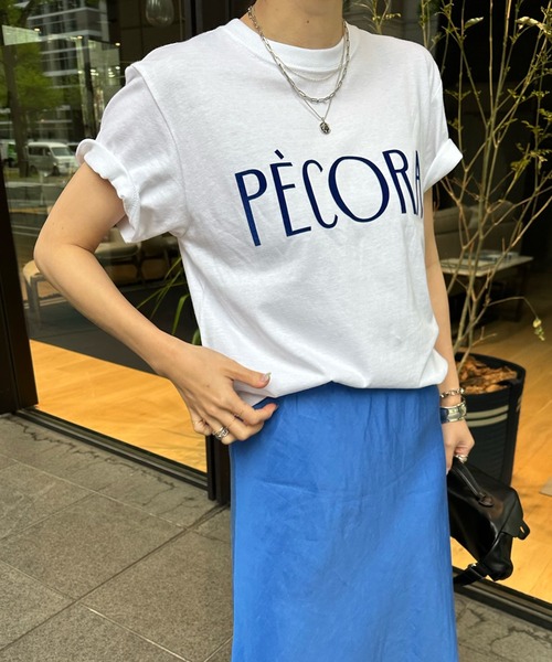 DouDou(ドゥドゥ)の「【WEB限定】PECORAフロッキーロゴTEE(Tシャツ/カットソー・レディース・オフホワイト/ネイビー/チャコールグレー・FREE)」の12枚目の写真