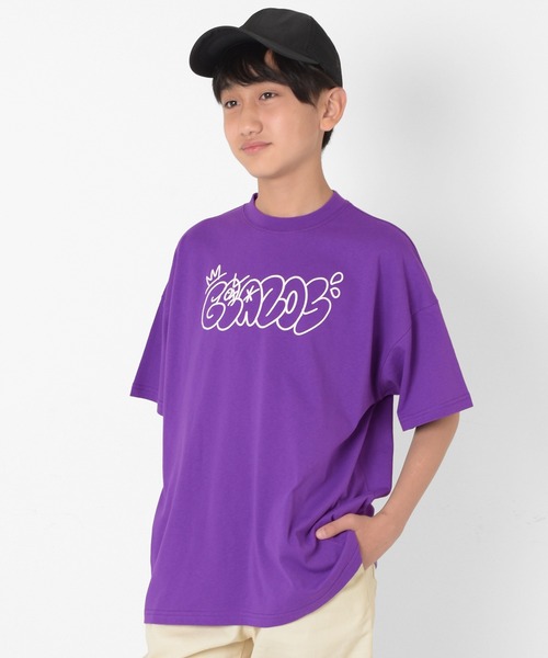 GLAZOS（グラソス）の「【接触冷感】フロントグラフィックロゴ発泡プリントビッグ半袖Tシャツ（Tシャツ/カットソー・キッズ・パープル/ネイビー/グレー/ホワイト/イエロー・130cm/160cm/150cm/140cm/170cm）」の4枚目の写真