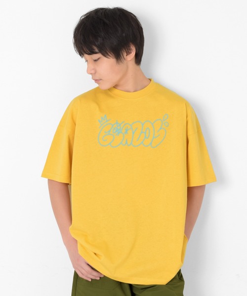 GLAZOS（グラソス）の「【接触冷感】フロントグラフィックロゴ発泡プリントビッグ半袖Tシャツ（Tシャツ/カットソー・キッズ・パープル/ネイビー/グレー/ホワイト/イエロー・130cm/160cm/150cm/140cm/170cm）」の5枚目の写真