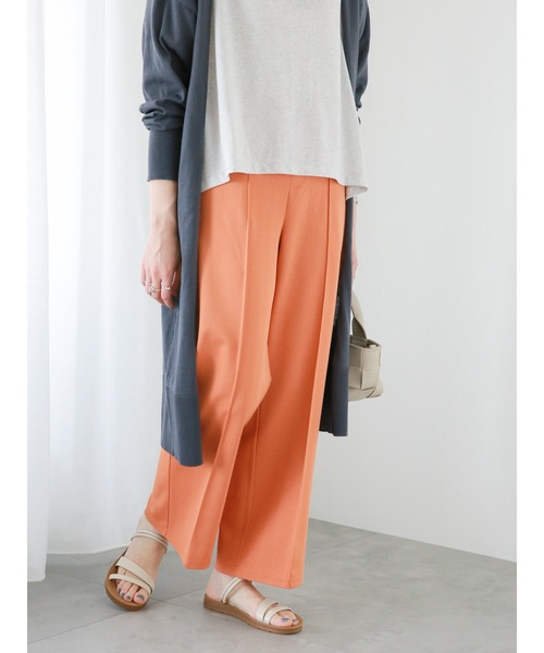 Samansa Mos2 blue（サマンサモスモスブルー）の「へリンボーンカットジョーゼットパンツ（その他パンツ・レディース・グリーン/オレンジ/キナリ・ﾌﾘ-）」の5枚目の写真