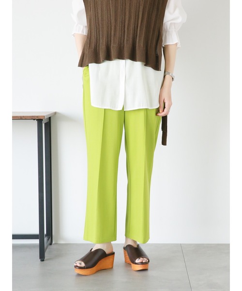 Samansa Mos2 blue（サマンサモスモスブルー）の「へリンボーンカットジョーゼットパンツ（その他パンツ・レディース・グリーン/オレンジ/キナリ・ﾌﾘ-）」の7枚目の写真