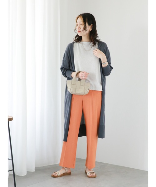 Samansa Mos2 blue（サマンサモスモスブルー）の「へリンボーンカットジョーゼットパンツ（その他パンツ・レディース・グリーン/オレンジ/キナリ・ﾌﾘ-）」の9枚目の写真