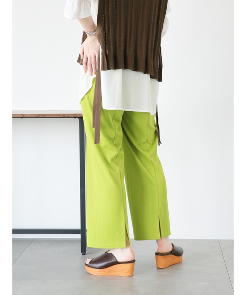 Samansa Mos2 blue（サマンサモスモスブルー）の「へリンボーンカットジョーゼットパンツ（その他パンツ・レディース・グリーン/オレンジ/キナリ・ﾌﾘ-）」の17枚目の写真
