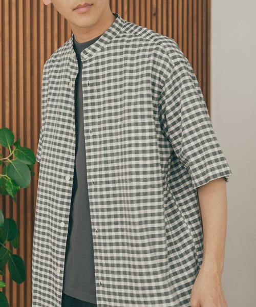 FORK&SPOON（フォークアンドスプーン）の「FORK&SPOON　コットンリネンシャツ（シャツ/ブラウス・メンズ・チェック/ネイビー/オフホワイト・5/4）」の4枚目の写真