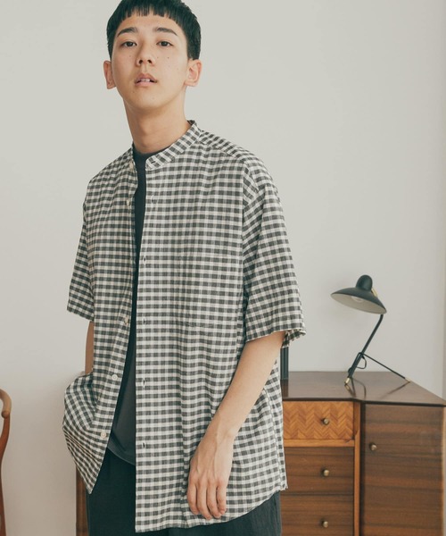 FORK&SPOON（フォークアンドスプーン）の「FORK&SPOON　コットンリネンシャツ（シャツ/ブラウス・メンズ・チェック/ネイビー/オフホワイト・5/4）」の9枚目の写真