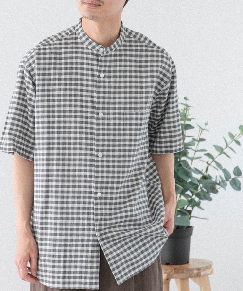 FORK&SPOON（フォークアンドスプーン）の「FORK&SPOON　コットンリネンシャツ（シャツ/ブラウス・メンズ・チェック/ネイビー/オフホワイト・5/4）」の19枚目の写真