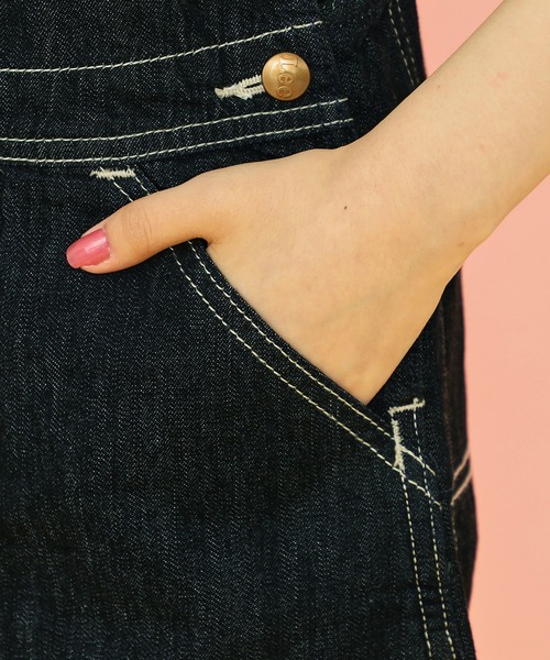 Lee（リー）の「Lee/リー 【80-120cm】本格デニム オーバーオールスカート/ジャンパースカート（ジャンパースカート・キッズ・ストライプ/アイボリー/インディゴブルー/ダークインディゴブルー/ブルー/ブラック・100/110/130/150/160/90/120/140/80）」の16枚目の写真