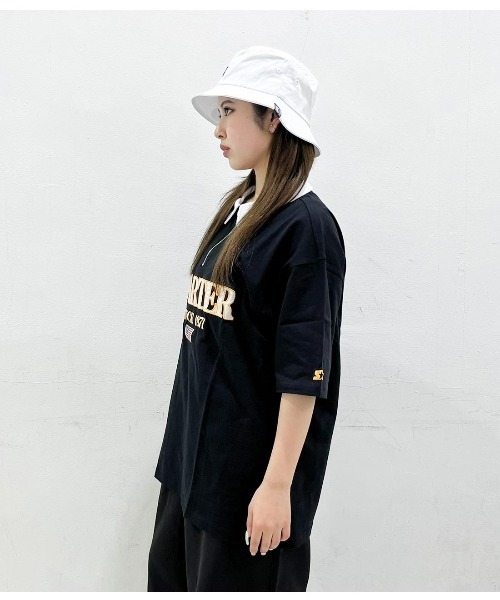 STARTER（スターター）の「ハーフジップ襟  配色半袖Tシャツ（Tシャツ/カットソー・メンズ・ブラック/ネイビー/ベージュ・L/XL/M）」の4枚目の写真