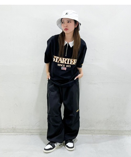 STARTER（スターター）の「ハーフジップ襟  配色半袖Tシャツ（Tシャツ/カットソー・メンズ・ブラック/ネイビー/ベージュ・L/XL/M）」の6枚目の写真