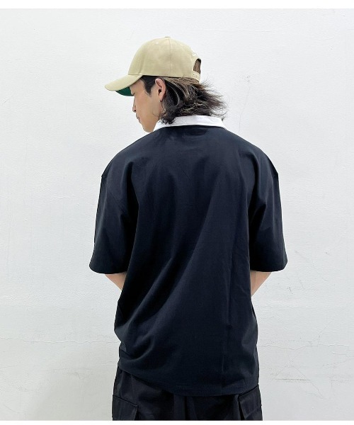 STARTER（スターター）の「ハーフジップ襟  配色半袖Tシャツ（Tシャツ/カットソー・メンズ・ブラック/ネイビー/ベージュ・L/XL/M）」の9枚目の写真