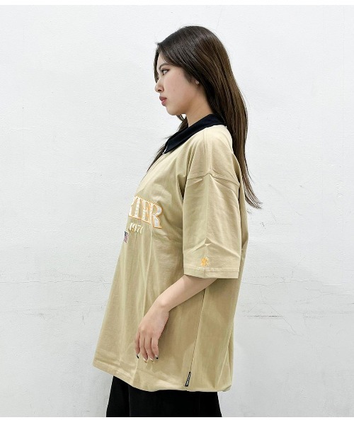 STARTER（スターター）の「ハーフジップ襟  配色半袖Tシャツ（Tシャツ/カットソー・メンズ・ブラック/ネイビー/ベージュ・L/XL/M）」の10枚目の写真