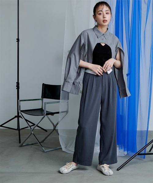 ミエット miette 2wayリボンスリーブシャツ （オフホワイト） ミエット miette 2wayリボンスリーブシャツ （オフホワイト