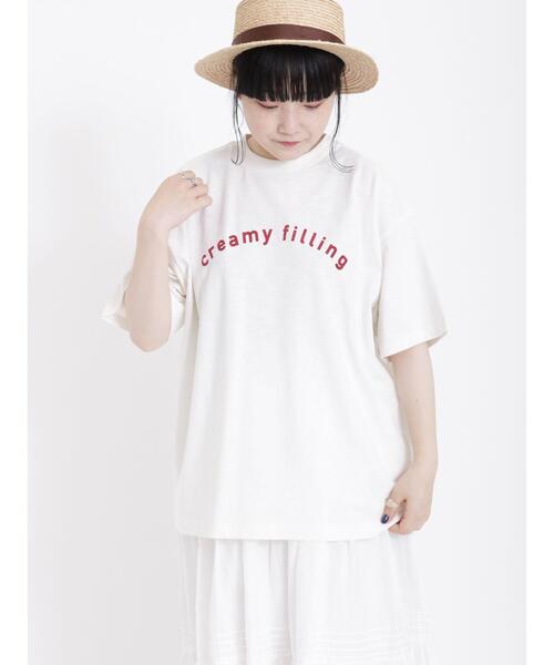 Samansa Mos2（サマンサ モスモス）の「【UV加工】スラブロゴTシャツ（Tシャツ/カットソー・レディース・オフホワイト/オレンジ/グリーン/ベージュ・F）」の2枚目の写真