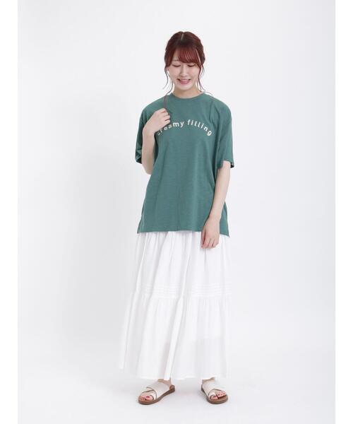 Samansa Mos2（サマンサ モスモス）の「【UV加工】スラブロゴTシャツ（Tシャツ/カットソー・レディース・オフホワイト/オレンジ/グリーン/ベージュ・F）」の16枚目の写真