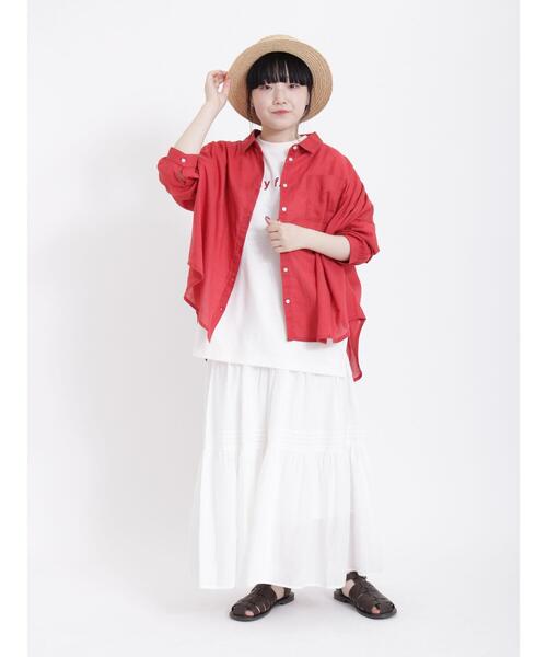 Samansa Mos2（サマンサ モスモス）の「【UV加工】スラブロゴTシャツ（Tシャツ/カットソー・レディース・オフホワイト/オレンジ/グリーン/ベージュ・F）」の11枚目の写真