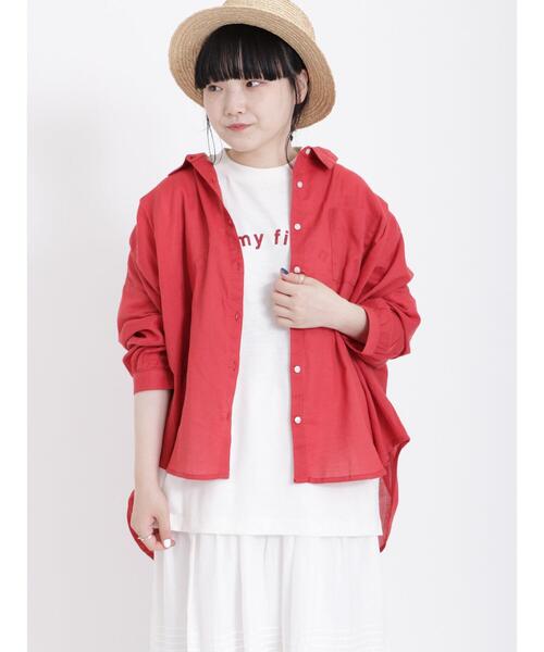 Samansa Mos2（サマンサ モスモス）の「【UV加工】スラブロゴTシャツ（Tシャツ/カットソー・レディース・オフホワイト/オレンジ/グリーン/ベージュ・F）」の6枚目の写真