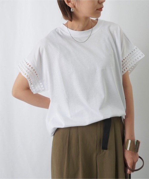 LUCA/LADY LUCK LUCA(ルカ/レディラックルカ)の「LC/LLL レース袖カットソー / クルーネックレース袖Tシャツ(Tシャツ/カットソー・レディース・ブラック/ホワイト・FREE)」の1枚目の写真