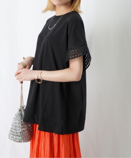 LUCA/LADY LUCK LUCA(ルカ/レディラックルカ)の「LC/LLL レース袖カットソー / クルーネックレース袖Tシャツ(Tシャツ/カットソー・レディース・ブラック/ホワイト・FREE)」の10枚目の写真