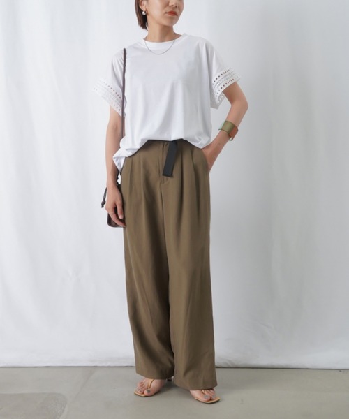 LUCA/LADY LUCK LUCA(ルカ/レディラックルカ)の「LC/LLL レース袖カットソー / クルーネックレース袖Tシャツ(Tシャツ/カットソー・レディース・ブラック/ホワイト・FREE)」の5枚目の写真