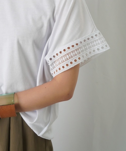 tシャツ LC/LLL レースパフ袖クルーネックTシャツ レディース LADY LUCK LUCA tシャツ LC/LLL レースパフ袖クルーネックT