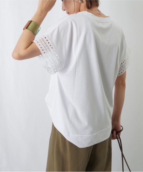 tシャツ LC/LLL レースパフ袖クルーネックTシャツ レディース LADY LUCK LUCA tシャツ LC/LLL レースパフ袖クルーネックT
