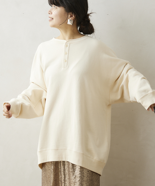 JOURNAL STANDARD relume（ジャーナルスタンダード　レリューム）の「CALIFORNIA UPCYCLE ヘンリーネックスウェット（スウェット・メンズ・ブラック系その他/アイボリー/ライトグレー・LARGE/MEDIUM）」の14枚目の写真