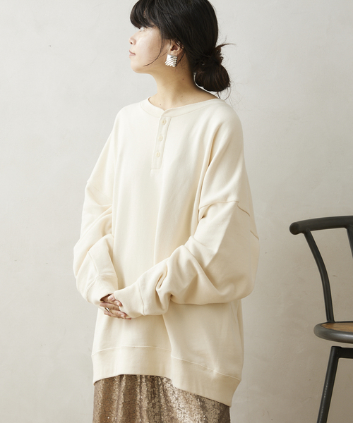 JOURNAL STANDARD relume（ジャーナルスタンダード　レリューム）の「CALIFORNIA UPCYCLE ヘンリーネックスウェット（スウェット・メンズ・ブラック系その他/アイボリー/ライトグレー・LARGE/MEDIUM）」の15枚目の写真