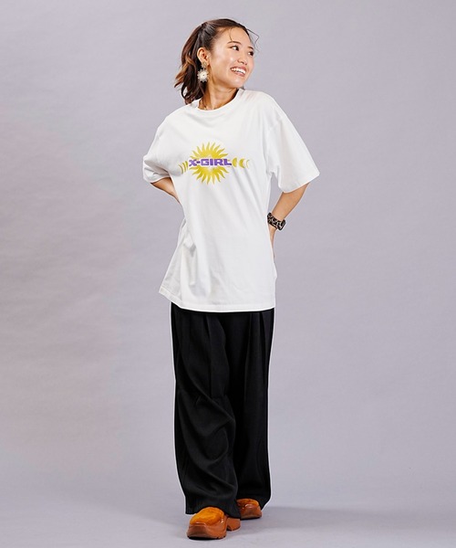 X-girl(エックスガール)の「【ムラサキスポーツ別注】X-GIRL/エックスガール ロゴTシャツ クルーネック半袖Tee 105232011038(Tシャツ/カットソー・レディース・ブラック/ホワイト/ライトパープル・XL/M/L)」の17枚目の写真