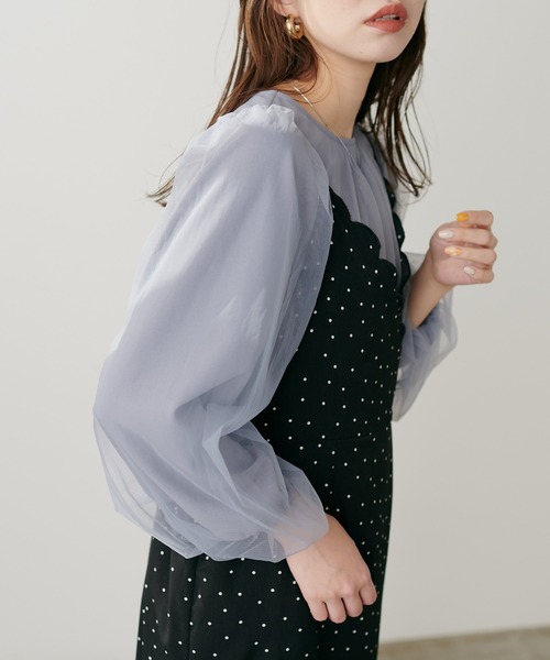 チュールバルーンブラウス