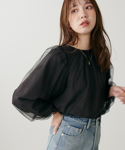 チュールバルーンブラウス
