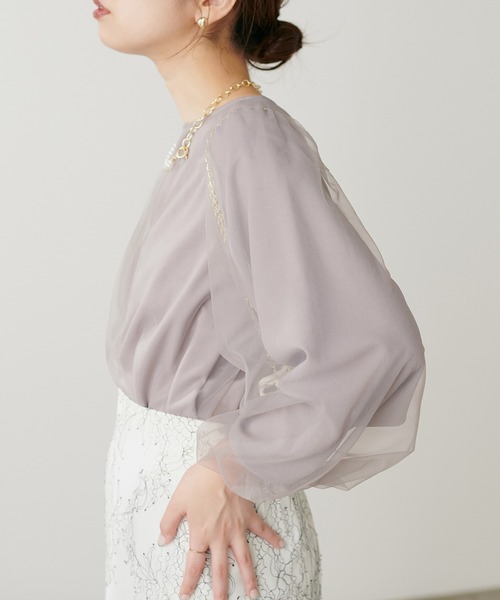 チュールバルーンブラウス