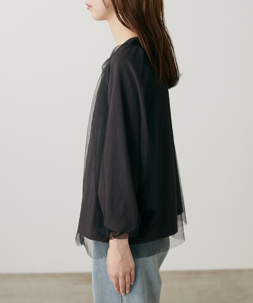 チュールバルーンブラウス